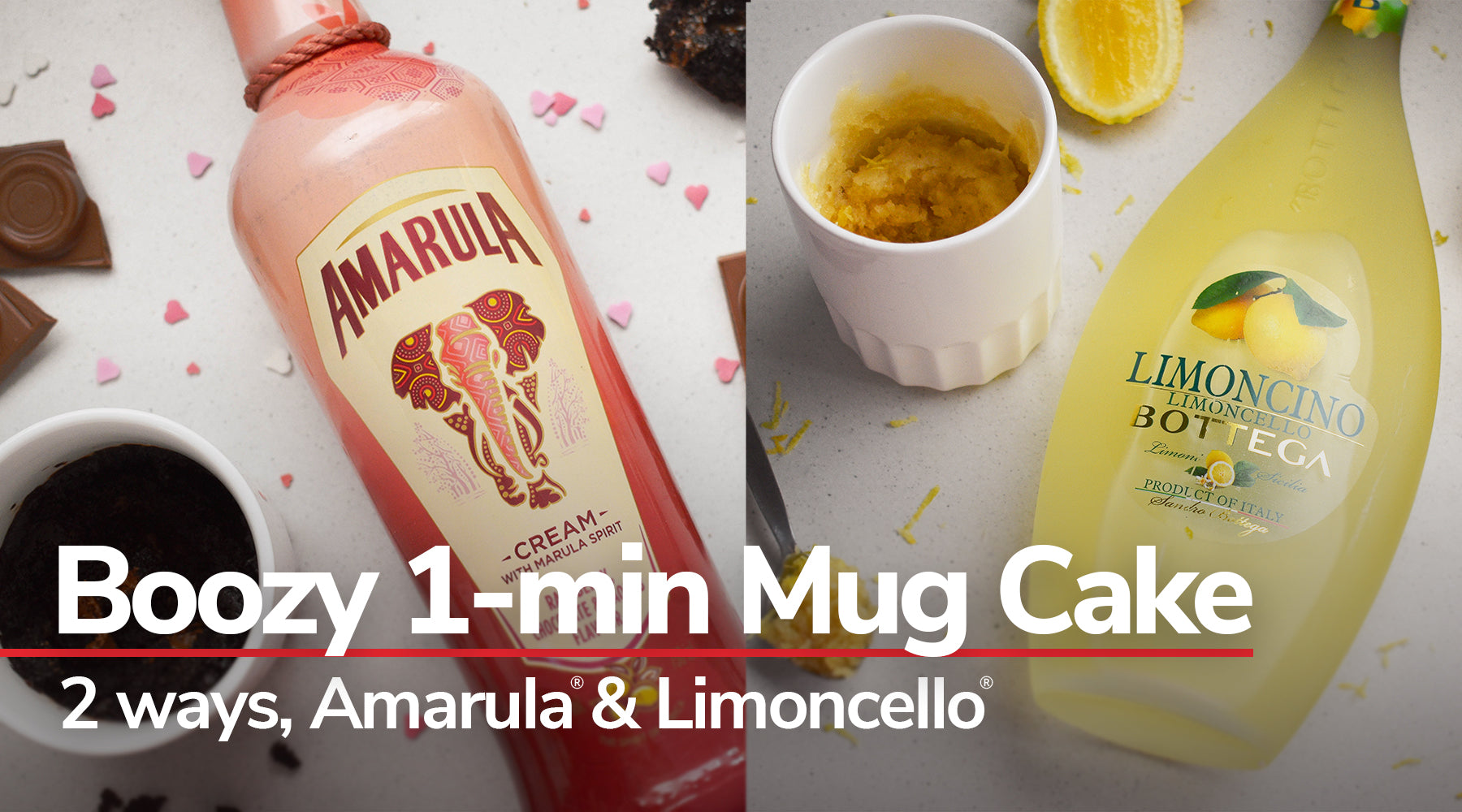 1-min Mug Cake in Amarula Raspberry Chocolate & African Baobab and Limoncino Limoncello Bottega