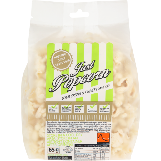 Just Popcorn Sour Cream & Chives Flavoured Popcorn 65g
