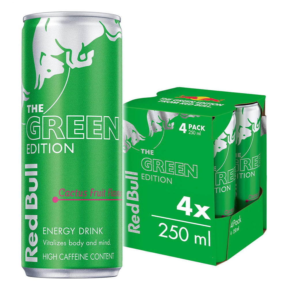 Buy Red Bull Energy Drink Green Edition: Cactus Fruit 250ml (4 Pack) Online