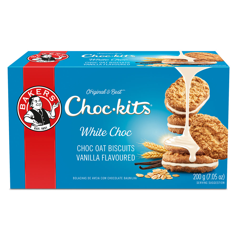 Buy Bakers Choc-Kits White Chocolate Oat Biscuits 200g Online