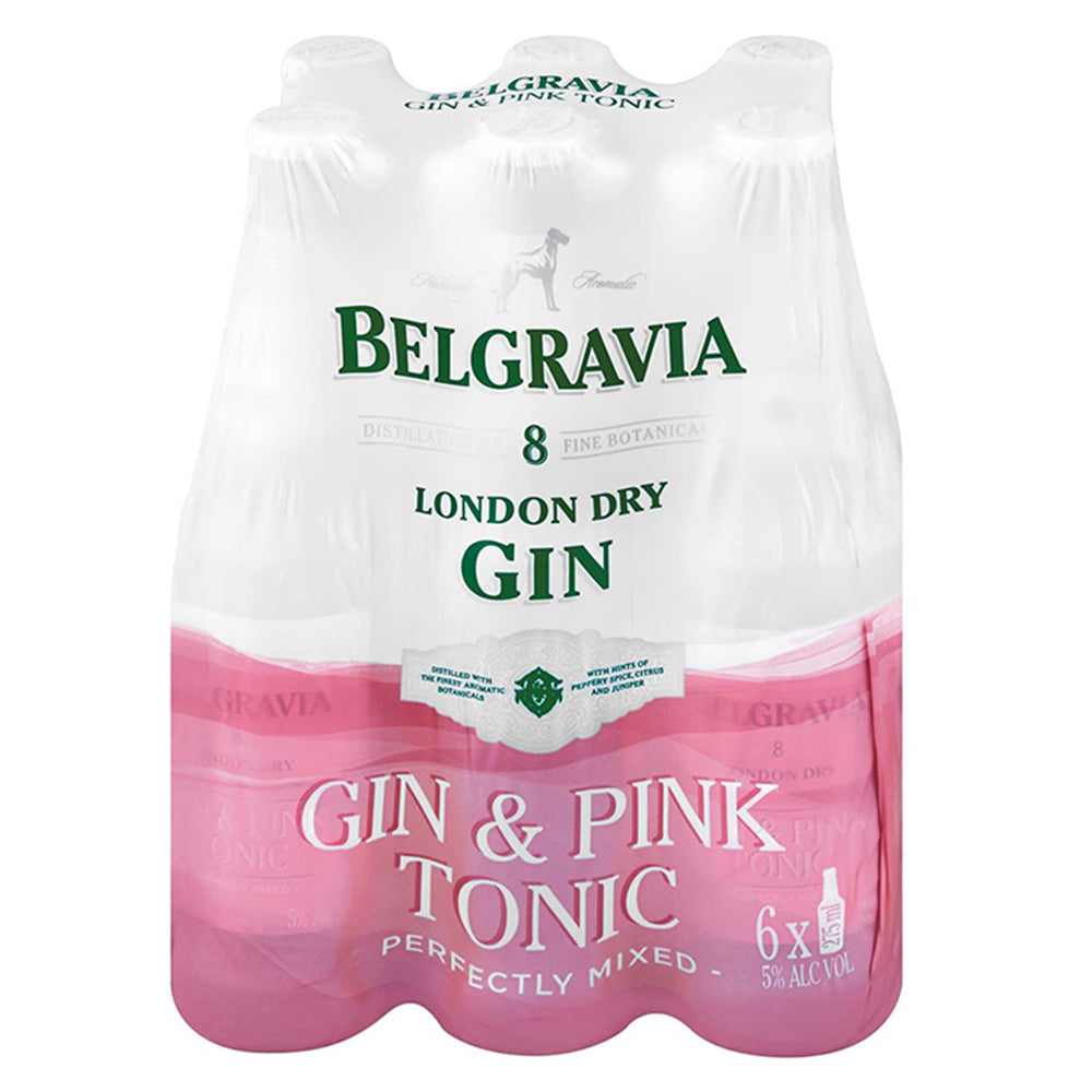 Buy Belgravia Gin & Pink Tonic 275ml Bottle 6 Pack Online