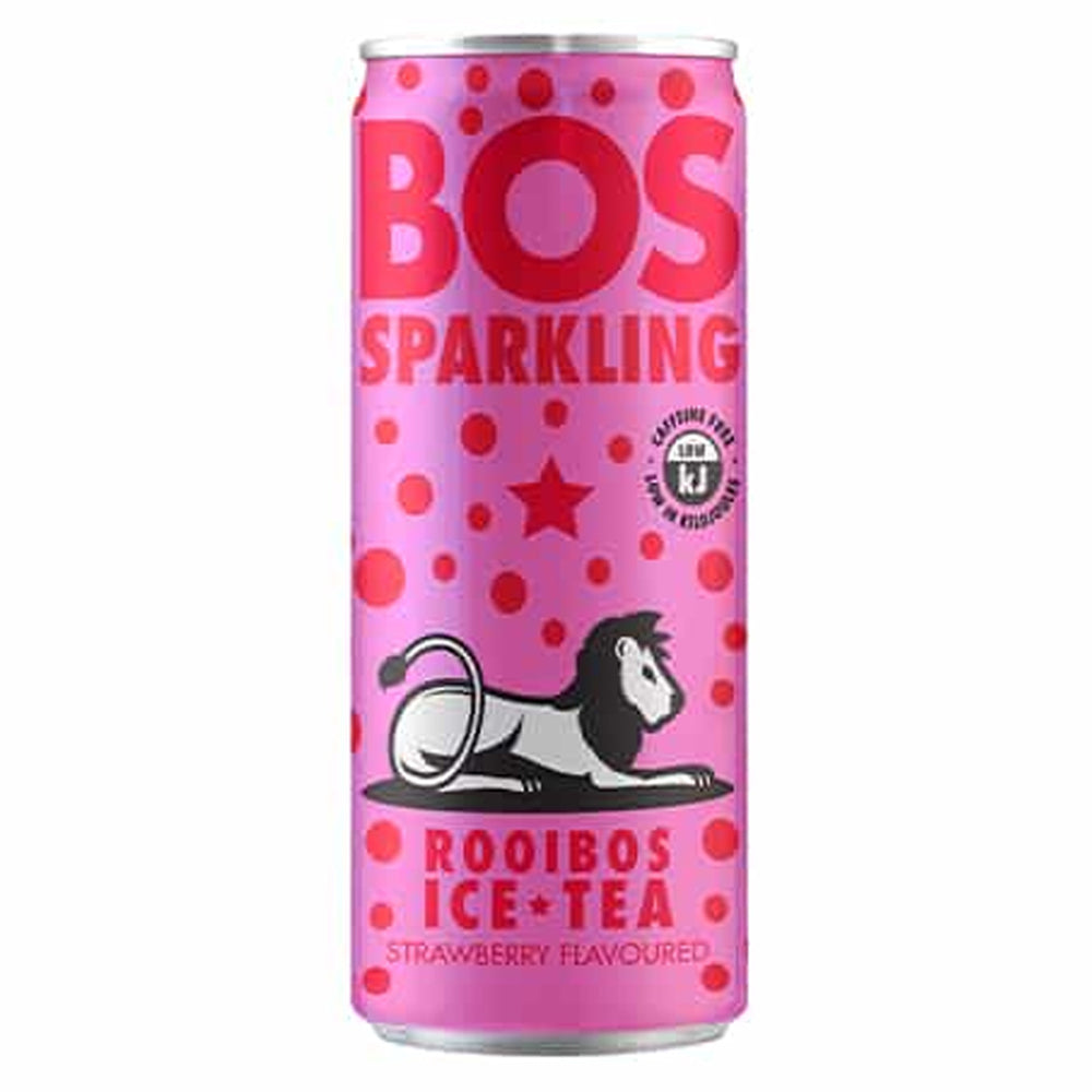 Buy BOS Sparkling Ice Tea Strawberry 300ml Can Online