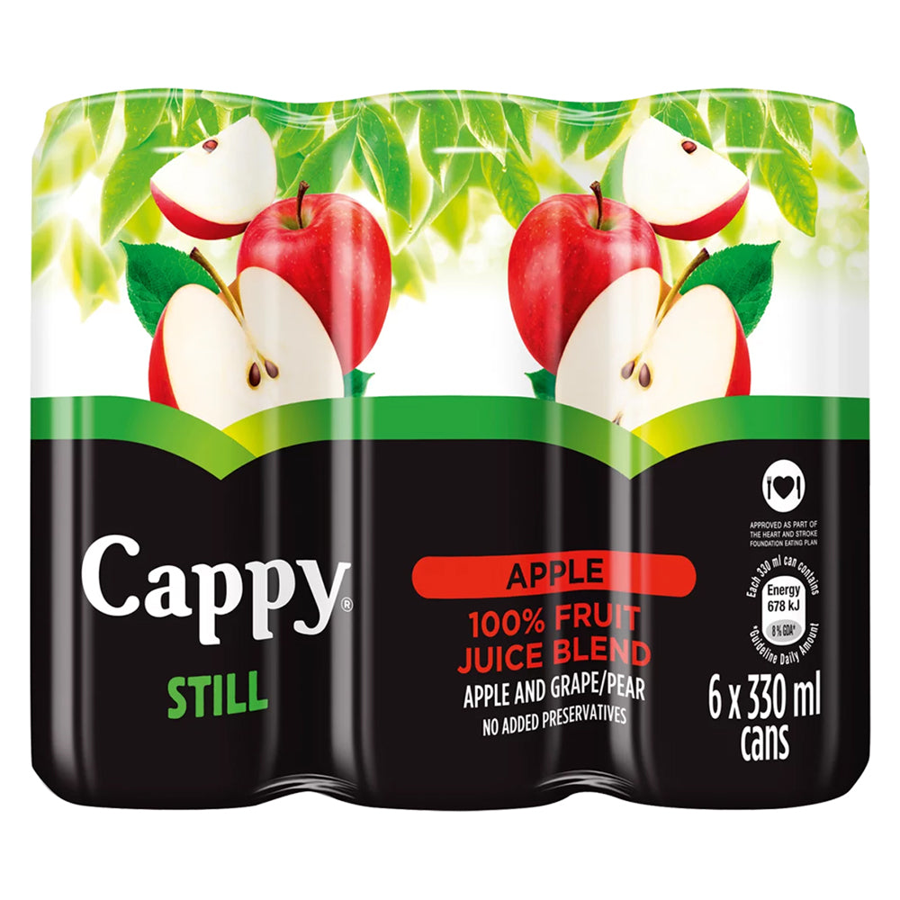 Buy Cappy Still Apple Fruit Juice 330ml Can 6 Pack Online