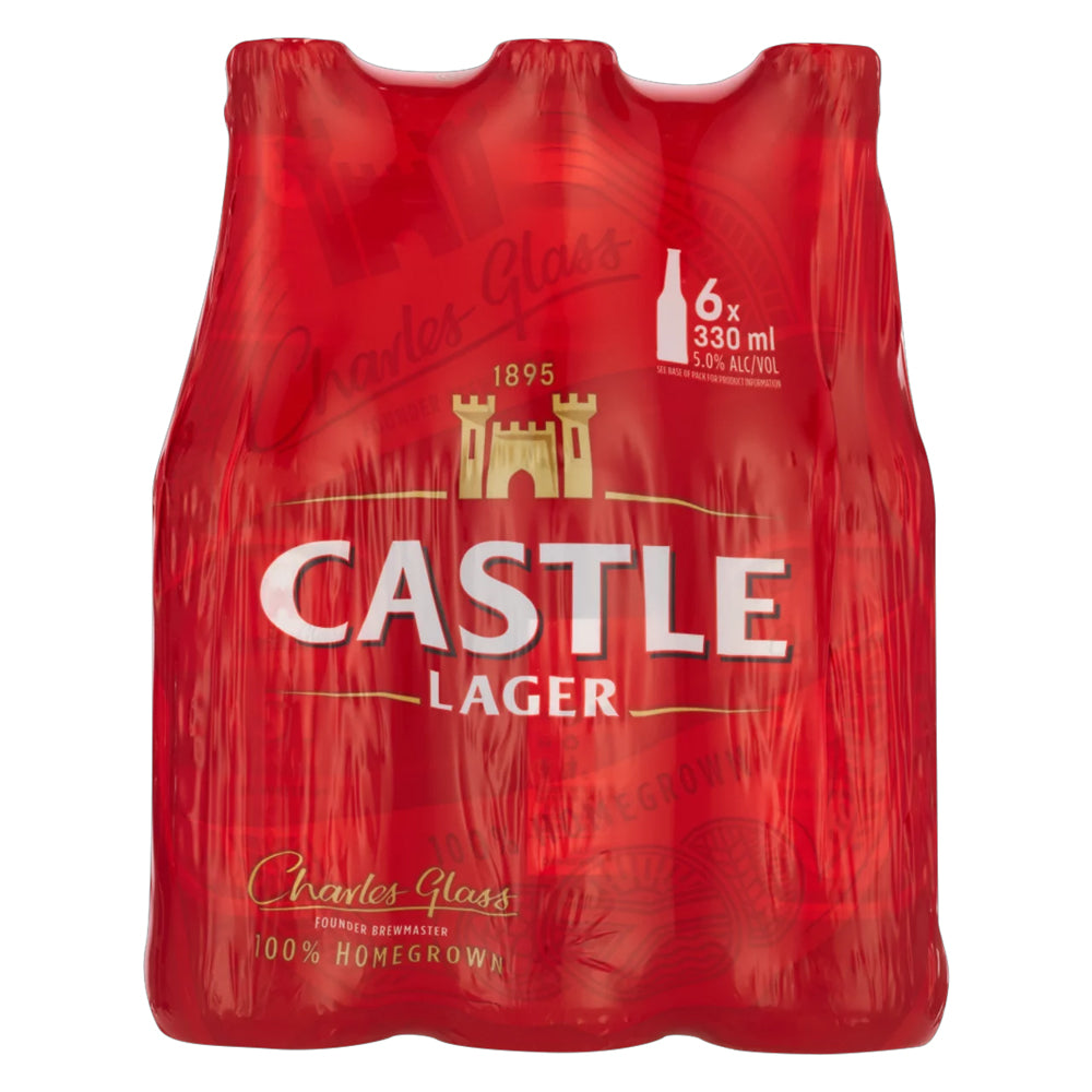 Buy Castle Lager Beer 330ml Bottle 6 Pack Online