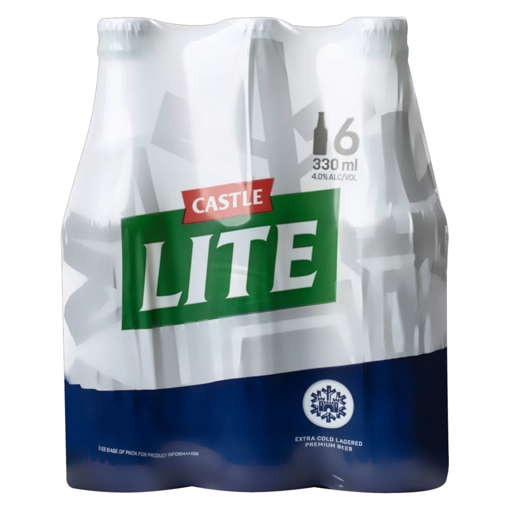 Buy Castle Lite Beer 330ml Bottle 6 Pack Online
