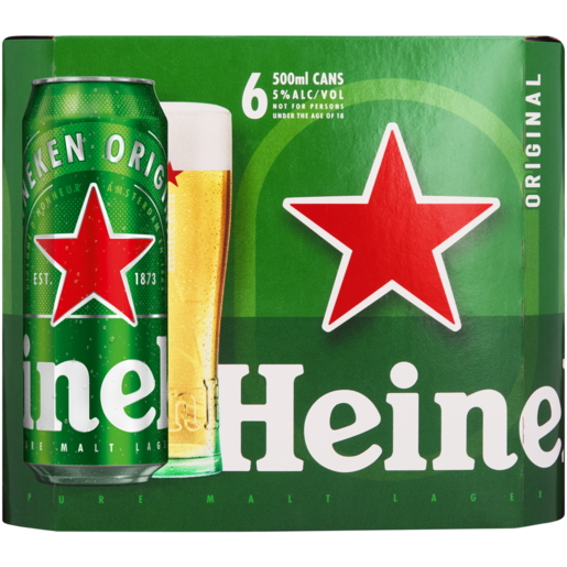 Heineken 500ml Can 6 Pack