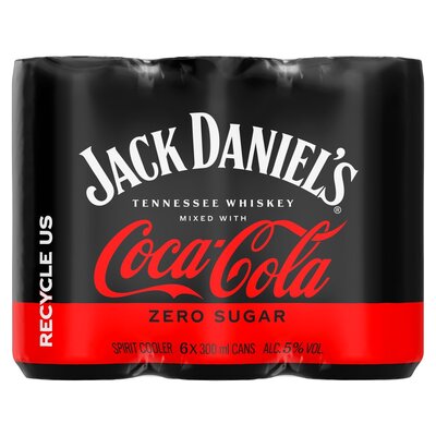 Jack Daniel's Coca Cola Zero Sugar 300ml Can 6 Pack