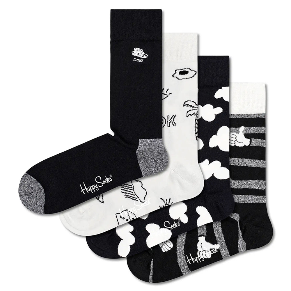 Buy Happy Socks - 4 Pack Black & White Socks Gift Set Online