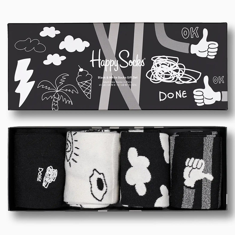 Buy Happy Socks - 4 Pack Black & White Socks Gift Set Online