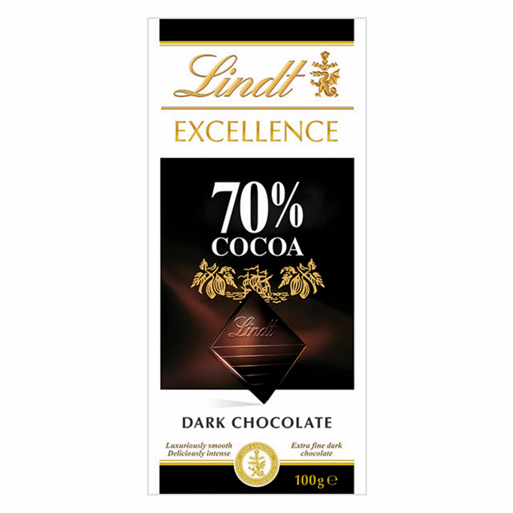 Buy Lindt Excellence 70% Cocoa Dark Chocolate 100g Online