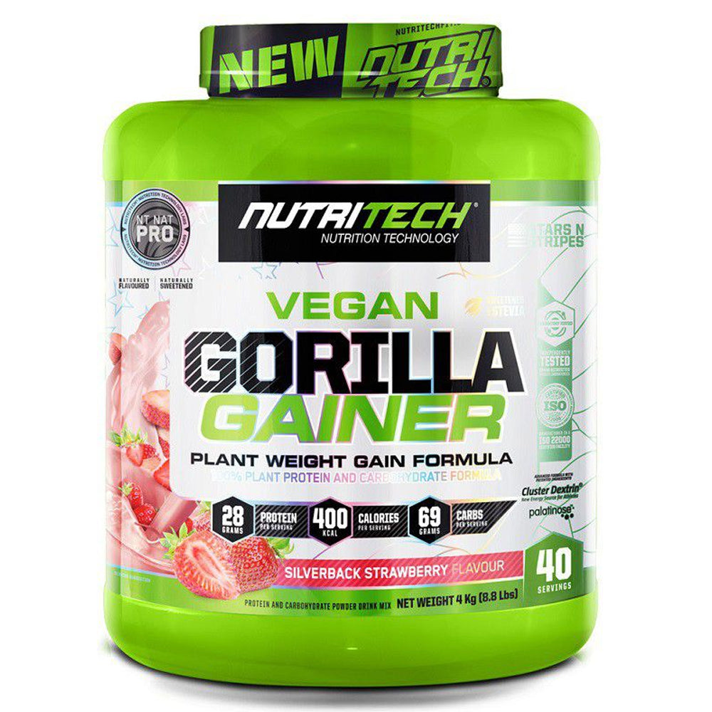 Buy Nutritech Vegan Gorilla Gainer - Silverback Strawberry 4kg Online