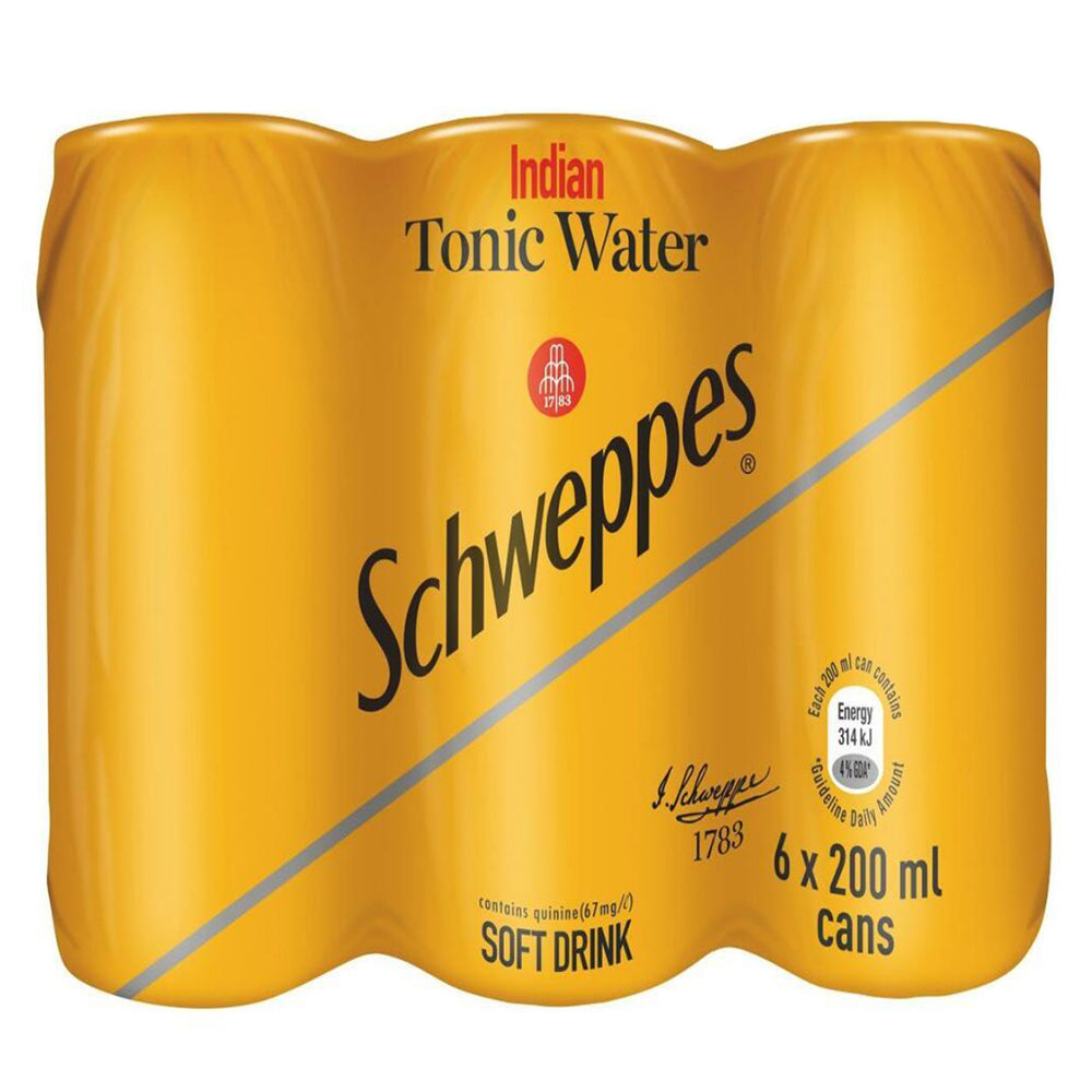 Buy Schweppes Indian Tonic Water 200ml Can 6 Pack Online