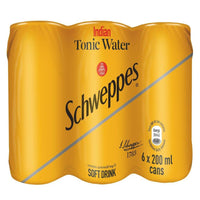 Buy Schweppes Indian Tonic Water 200ml Can 6 Pack Online