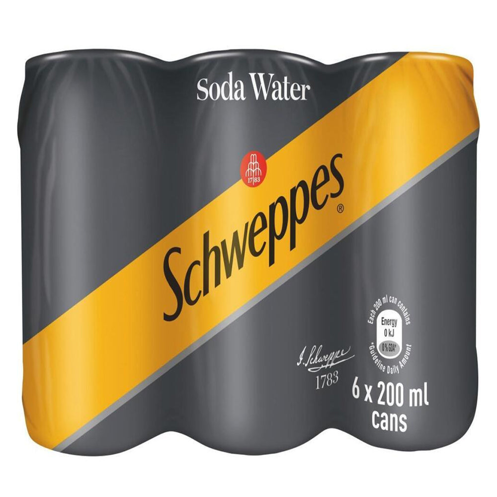 Buy Schweppes Soda Water 200ml Can 6 Pack Online