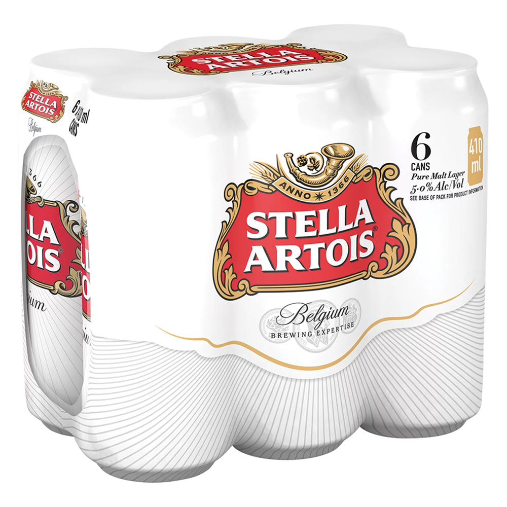 Buy Stella Artois Beer 410ml Can 6 Pack Online