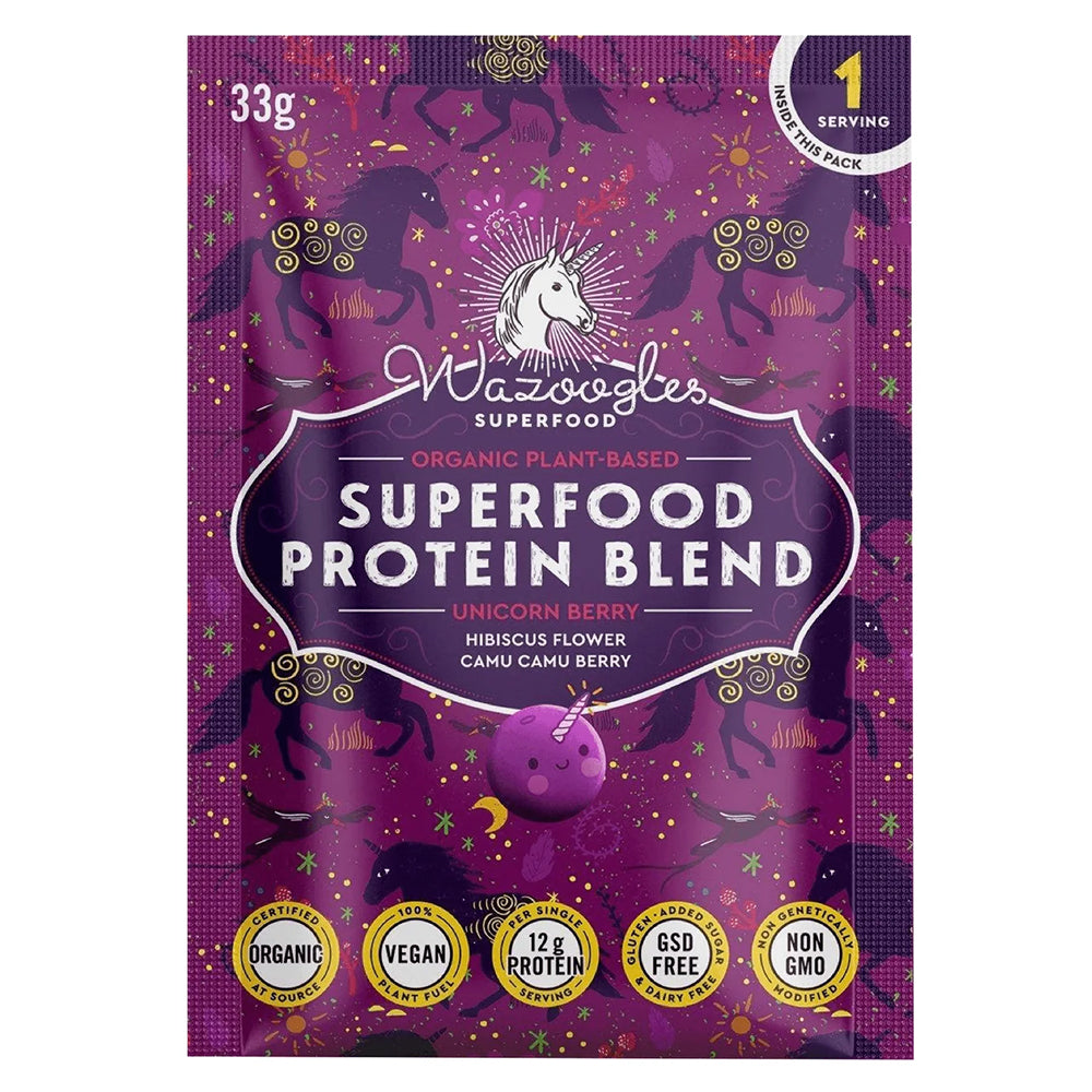 Buy Wazoogles Superfood Protein Blend Unicorn Berry Single 33g Online