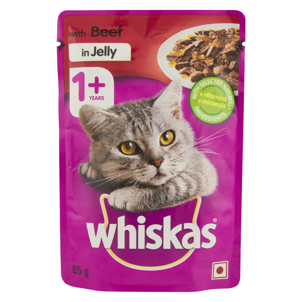 Buy Whiskas Cat Food Jelly Single Sachet Beef 85g Online