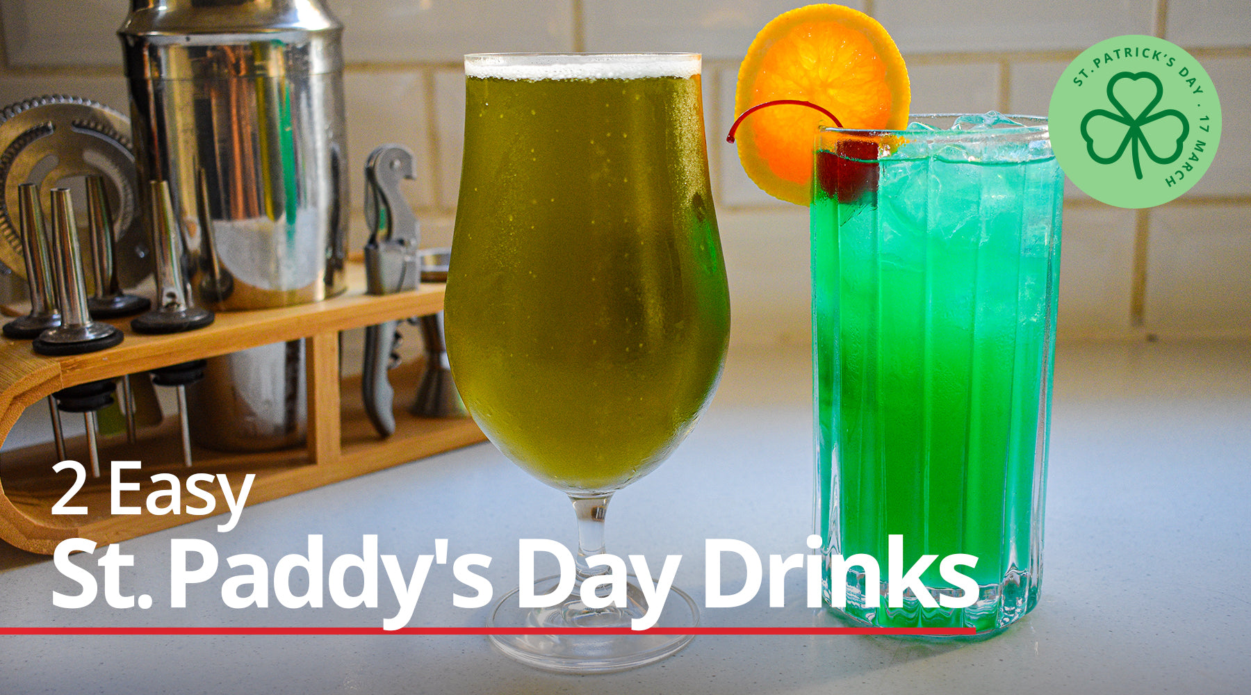 2 Easy St. Paddy's Day Cocktails with Devil's Peak First Light & Monin Blue Curacao