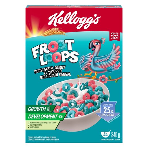 Kellogg's Froot Loops Bubblegum-Berry Flavoured Cereal 340g