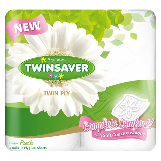 Twinsaver 2 Ply Toilet Rolls White 4 Pack