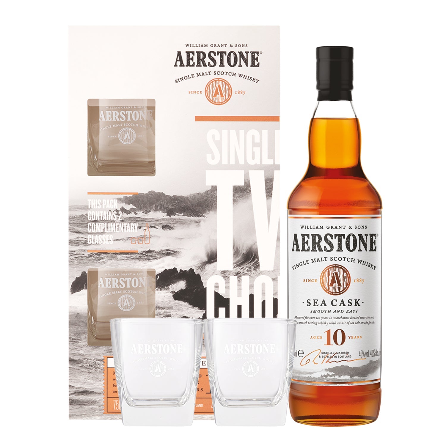 Buy Aerstone 10 Year Old Sea Cask Whisky & 2 Glasses Online