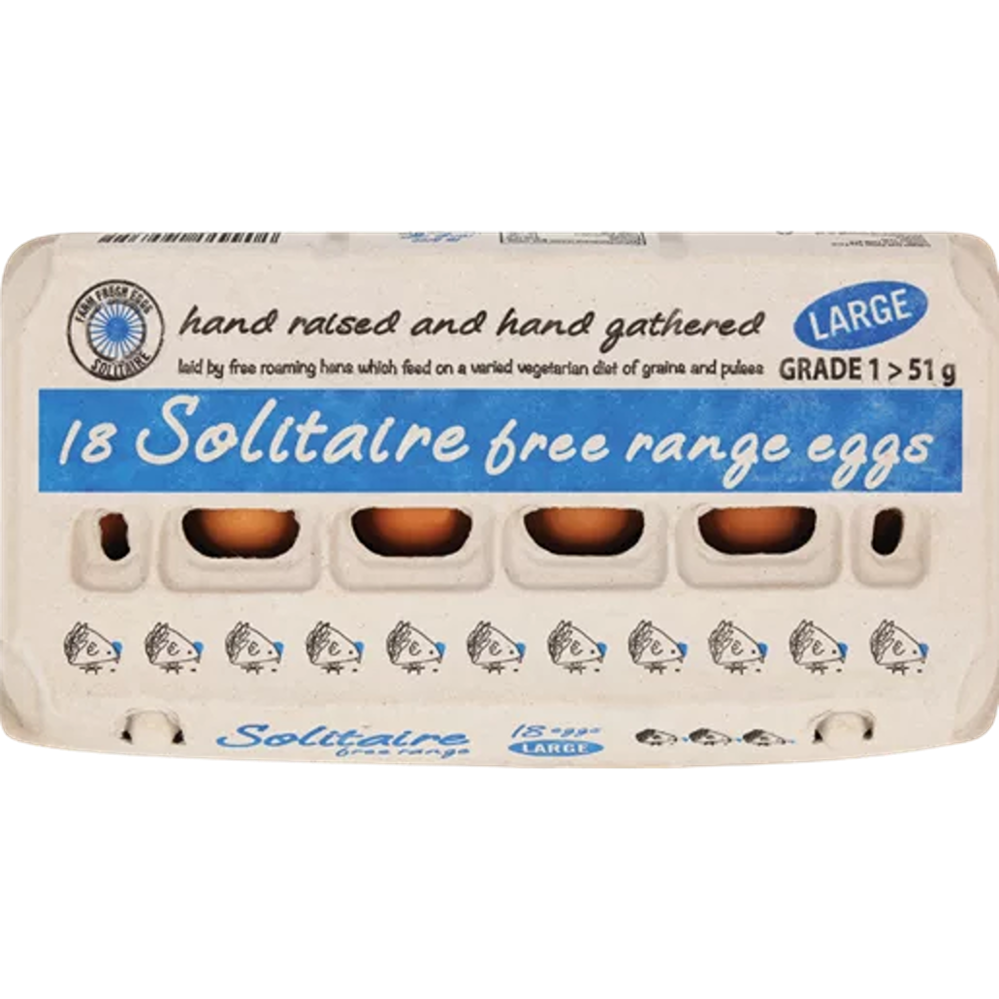 Solitaire Free Range Eggs Large - 18 Pack
