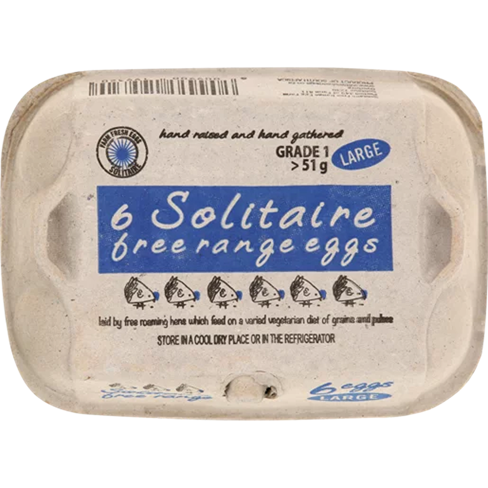 Solitaire Free Range Eggs Large - 6 Pack