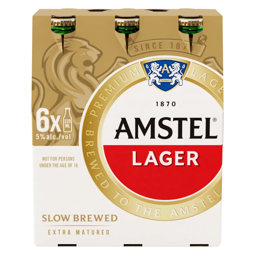 Buy Amstel Lager Beer 330ml Bottle 6 Pack Online