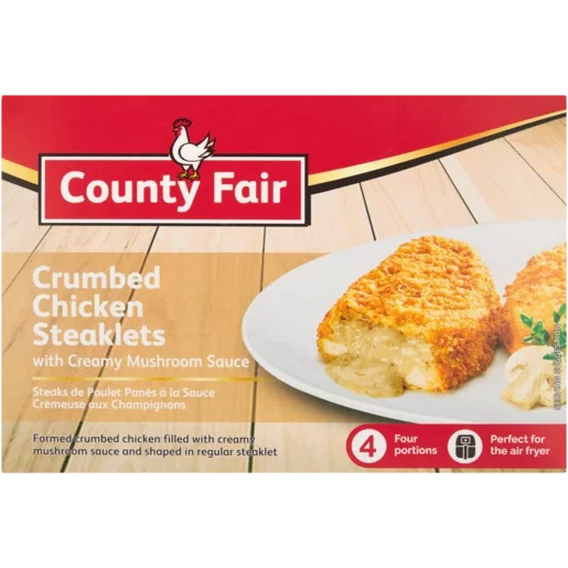 County Fair Crumbed Chicken Steaklets - Creamy Mushroom Sauce