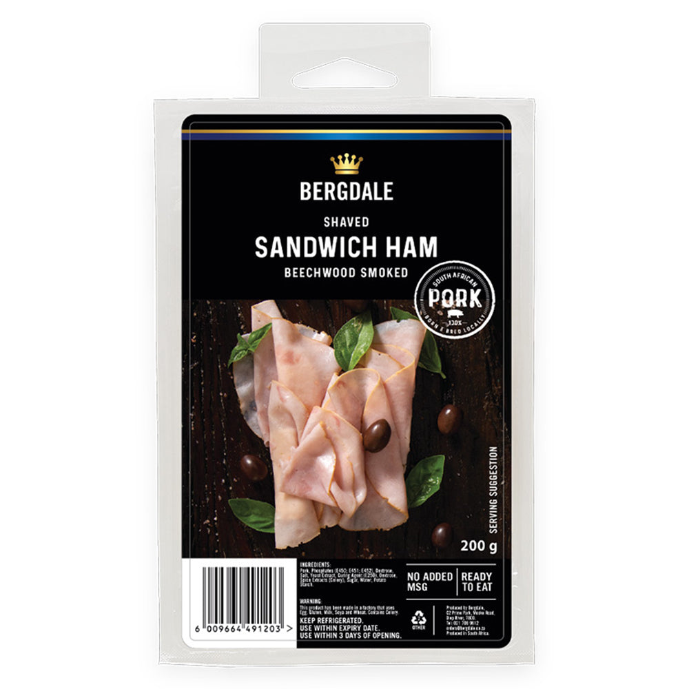 Buy Bergdale Shaved Smoked Sandwich Ham 200g Online