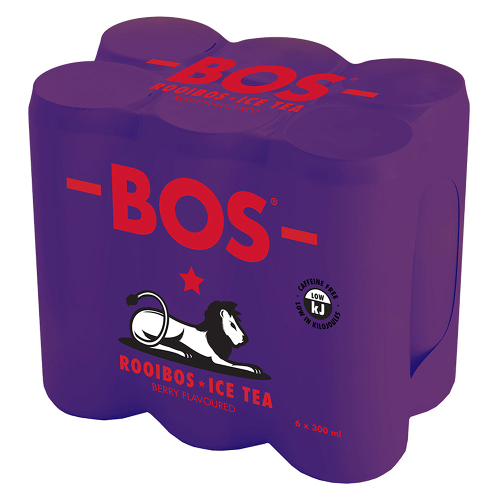 Buy BOS Ice Tea Berry 300ml Can 6 Pack Online