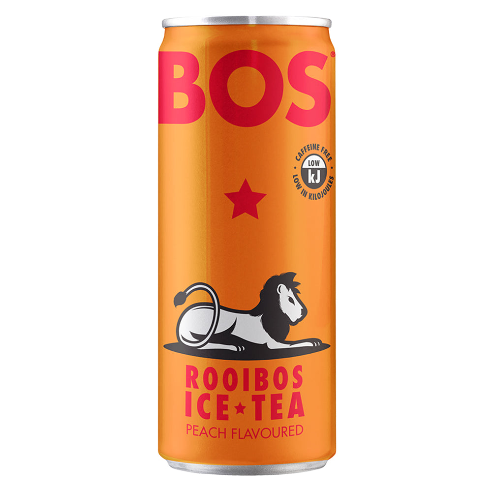 Buy BOS Ice Tea Peach 300ml Can 6 Pack Online