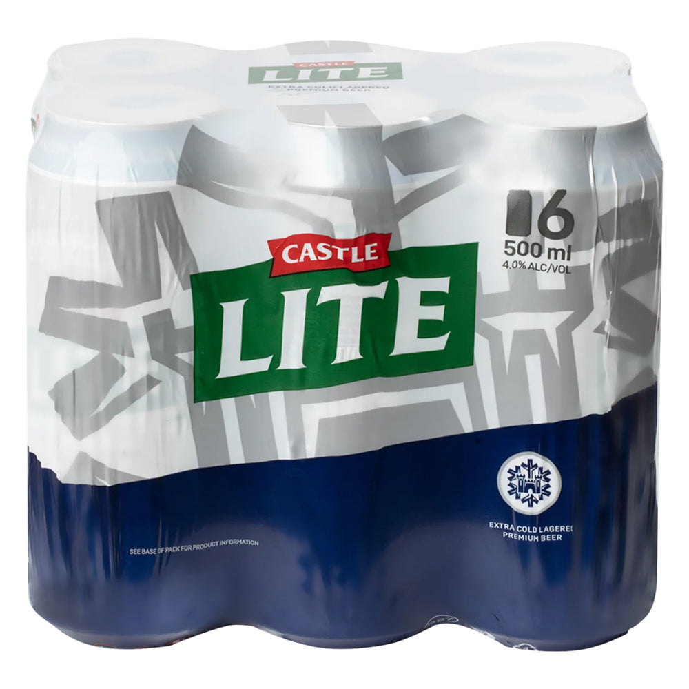 Buy Castle Lite Beer 500ml Can 6 Pack Online