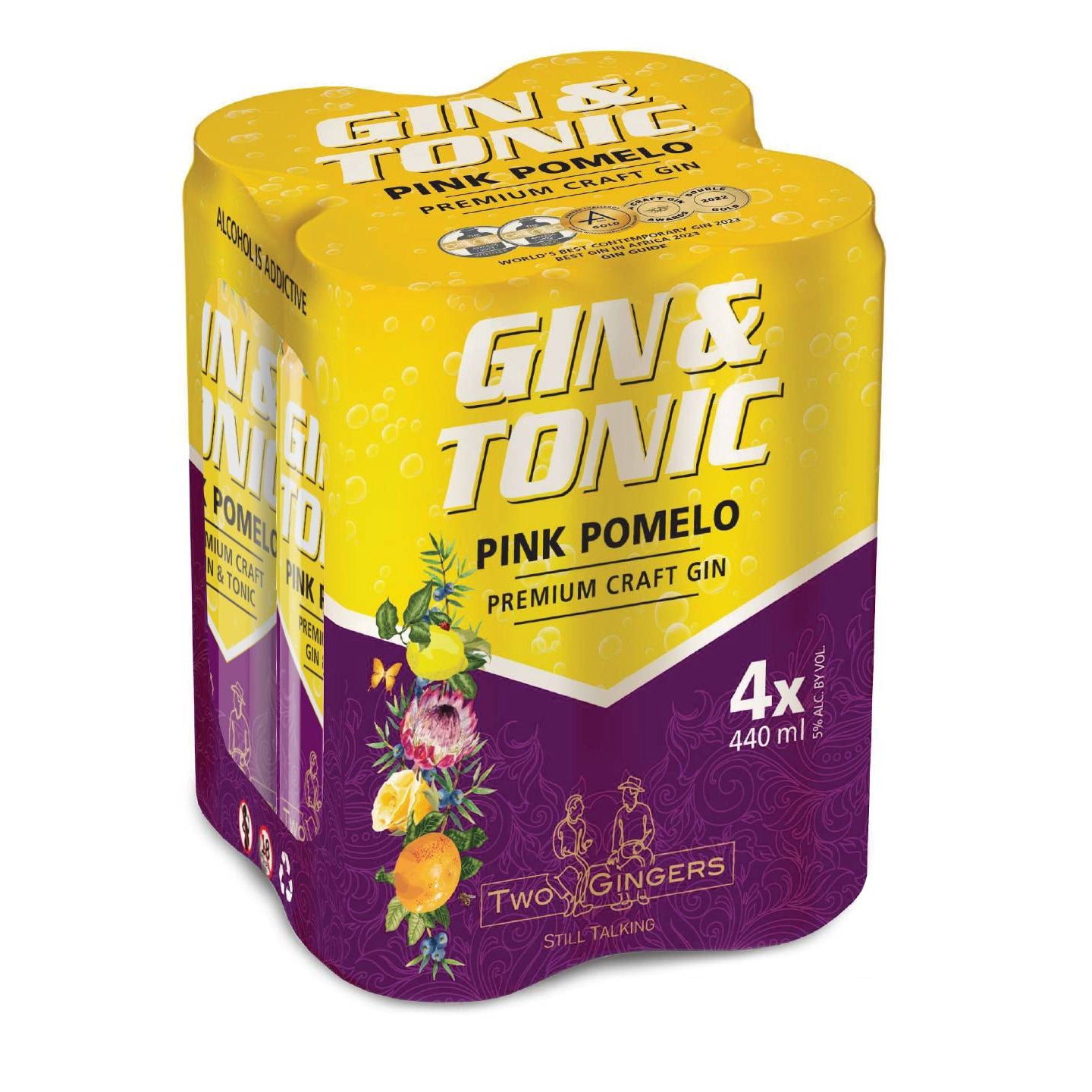 Two Gingers: Pink Pomelo Gin & Tonic 440ml Can - 4 Pack
