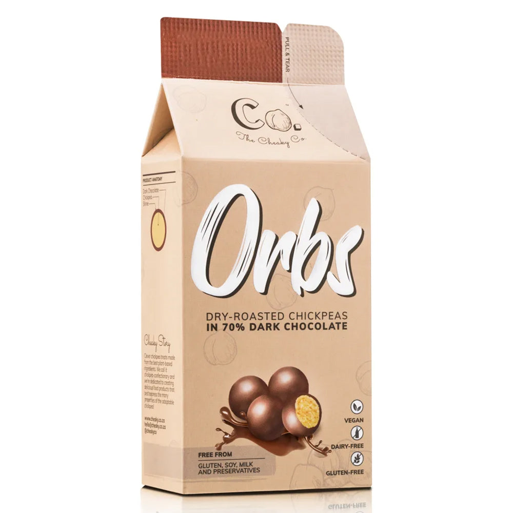 Buy Orbs Roasted Chickpeas 70% Dark Chocolate 65g Online
