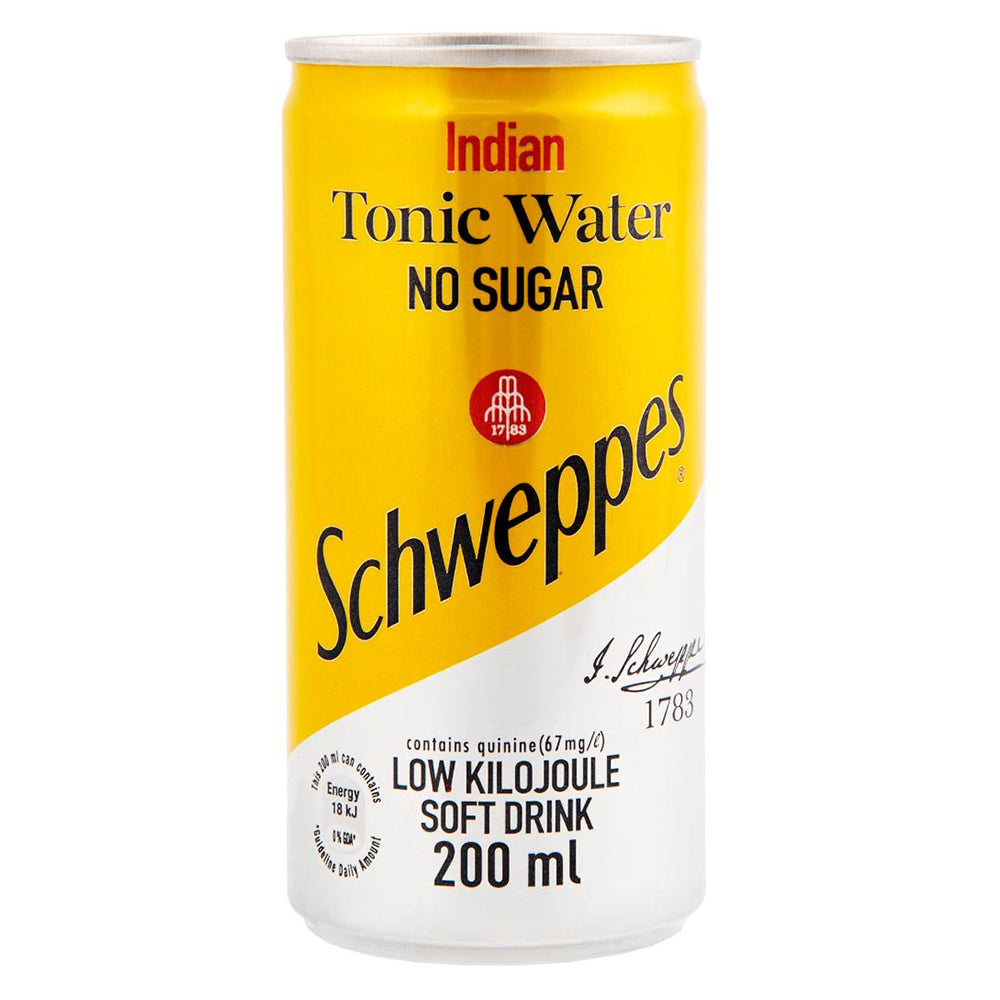 Buy Schweppes Indian Tonic No Sugar 200ml Can 6 Pack Online