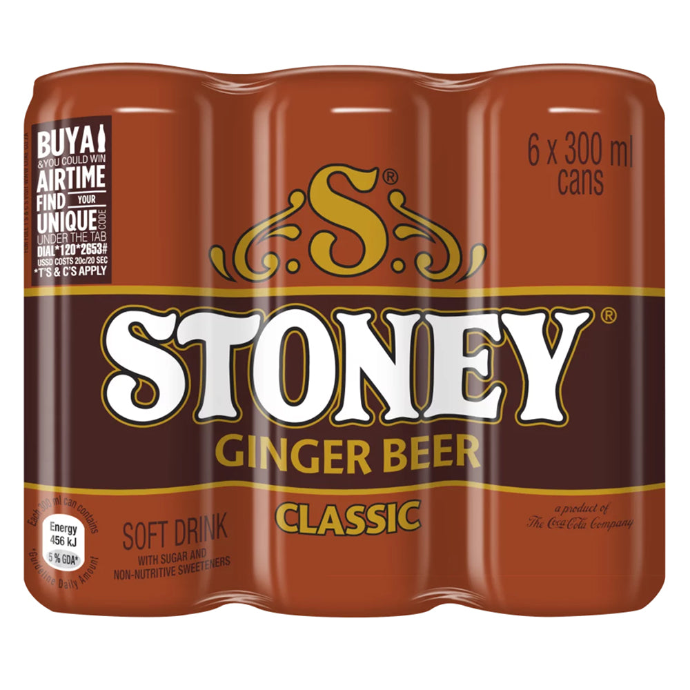 Buy Stoney Ginger Beer Can 300ml 6 Pack Online
