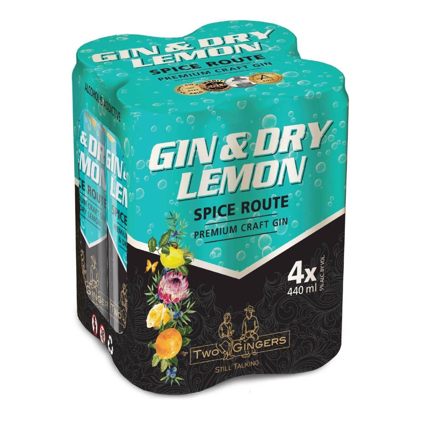 Two Gingers: Spice Route Gin & Dry Lemon 440ml Can - 4 Pack