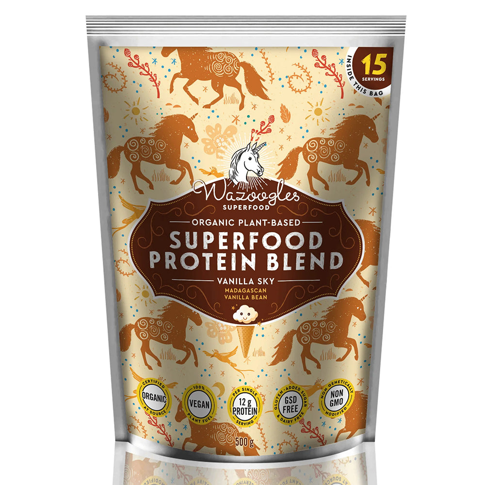 Buy Wazoogles Superfood Protein Blend Vanilla Sky 500g Online
