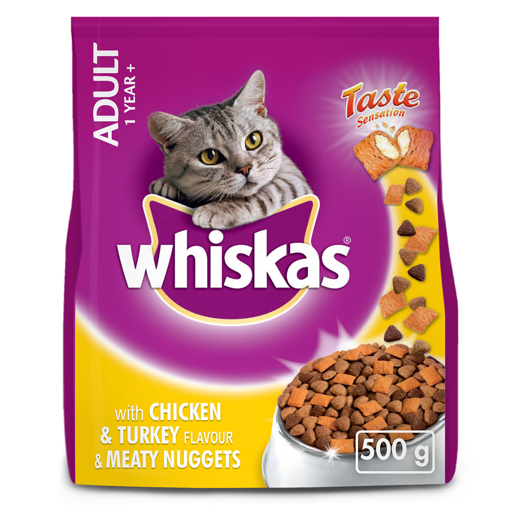 Buy Whiskas Meaty Nuggets Cat Food 500g Chicken & Turkey Online