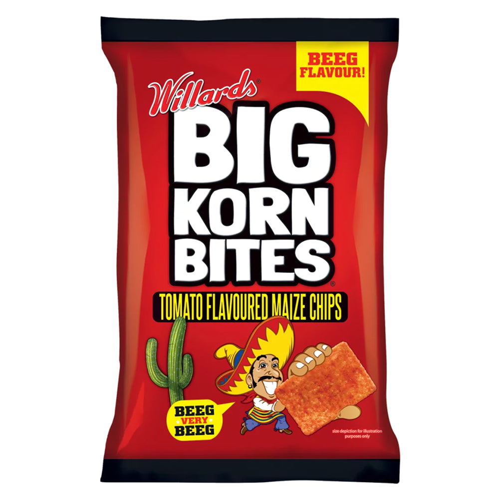 Buy Willards Big Korn Bites Tomato Maize Chips 120g Online