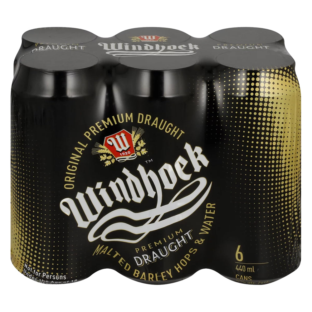 Windhoek Draught Beer 440ml Can 6 Pack