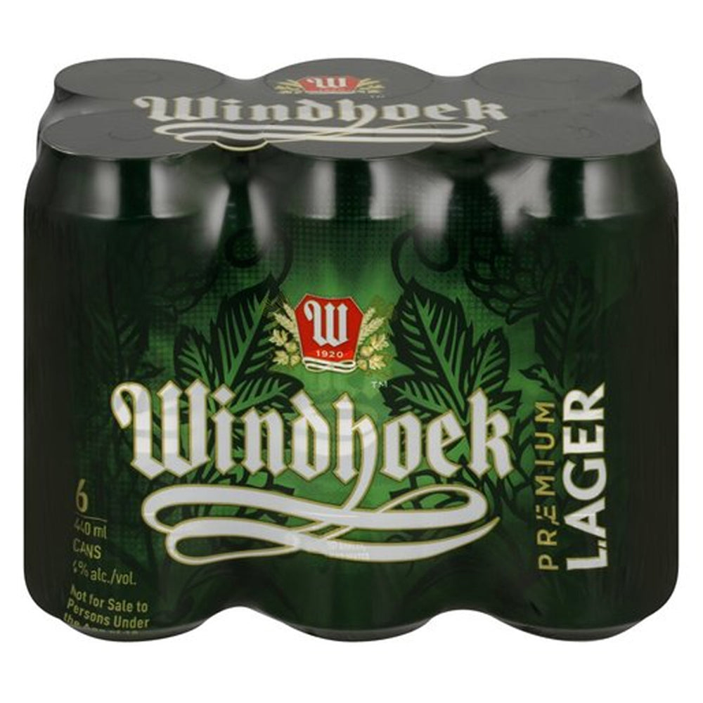 Windhoek Lager Beer 440ml Can 6 Pack