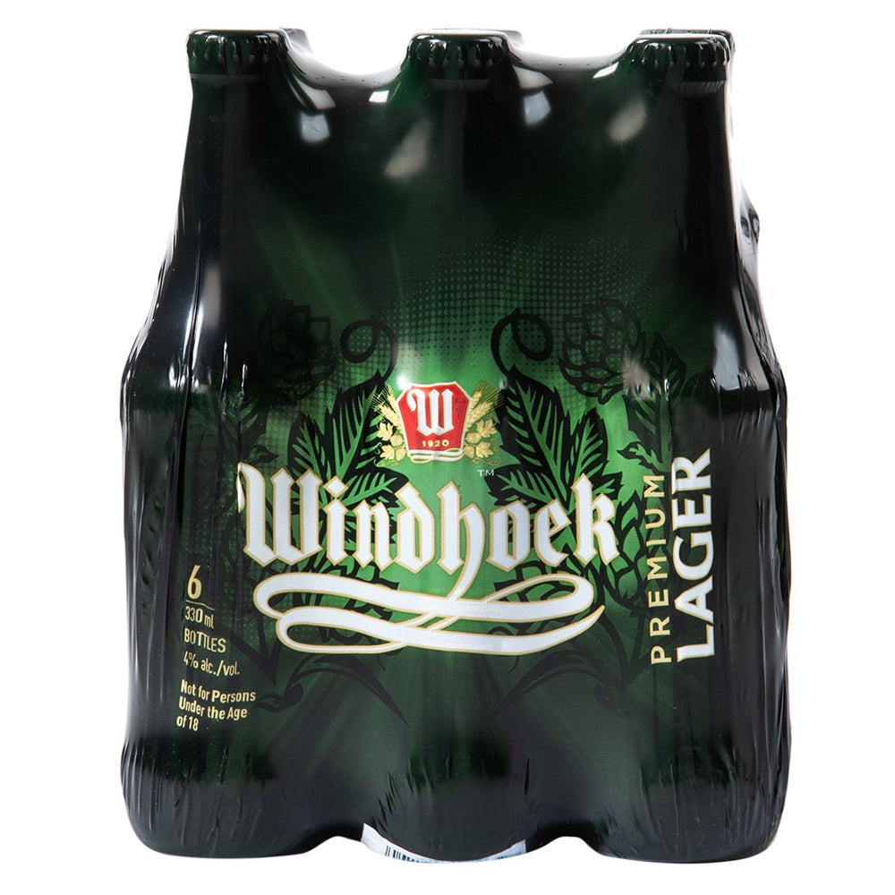 Buy Windhoek Lager Beer Bottle 330ml 6 Pack Online