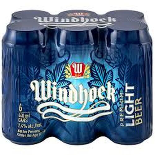 Windhoek Light Beer 440ml Can 6 Pack